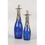 PAIR OF 19TH-CENTURY BLUE GLASS DECANTERS