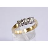 18CT YELLOW GOLD DIAMOND 3 STONE RING