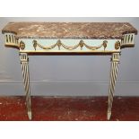 EDWARDIAN PAINTED AND PARCEL GILT CONSOLE TABLE