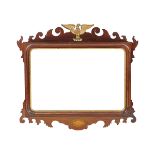 19TH-CENTURY MAHOGANY AND INLAID OVER MANTLE MIRROR