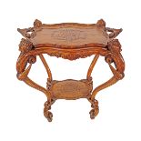 19TH-CENTURY CARVED WALNUT TRAY TOP TABLE