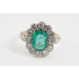 18 CT. GOLD EMERALD AND DIAMOND RING