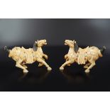 PAIR OF CHINESE CARVED IVORY HORSES
