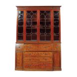 GEORGE III PERIOD MAHOGANY BREAKFRONT BOOKCASE