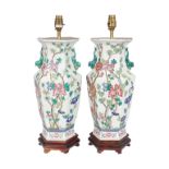 PAIR OF 19TH-CENTURY CHINESE POLYCHROME LAMPS