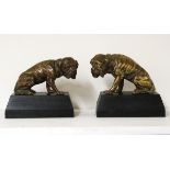 PAIR OF BRONZE BULL DOGS