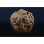 JAPANESE CARVED WOOD NETSUKE