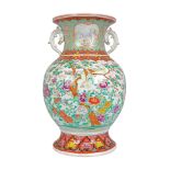 LARGE CHINESE QING POLYCHROME VASE