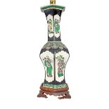 CHINESE QING PERIOD FAMILLE NOIR TABLE LAMP