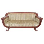 LARGE MAHOGANY BIEDERMEIER LIBRARY SETTEE