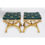 PAIR OF REGENCY CARVED GILTWOOD STOOLS