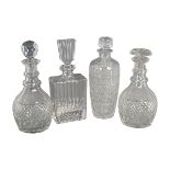 GROUP OF FOUR CRYSTAL DECANTERS