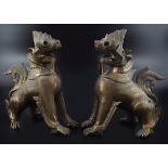 PAIR OF 19TH-CENTURY BRONZE FOO DOGS