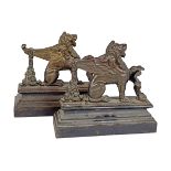 PAIR OF 19TH-CENTURY BRONZE GRIFFIN FIRE DOGS