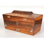 19TH-CENTURY ROSEWOOD TEA CADDY