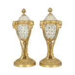 PAIR OF FRENCH ORMOLU AND PORCELAIN CANDELSTICKS