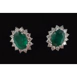 18 CT. WHITE GOLD EMERALD AND DIAMOND EARRINGS