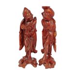 PAIR 19TH CENTURY CHINESE HARDWOOD FIGURES