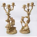 PAIR OF HADLEY WORCESTER CANDLESTICKS