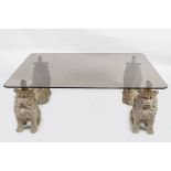 LARGE DESIGNER GLASS AND COMPOSITE COFFEE TABLE