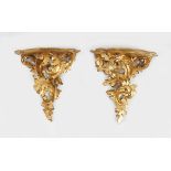 PAIR OF CARVED GILTWOOD WALL BRACKETS