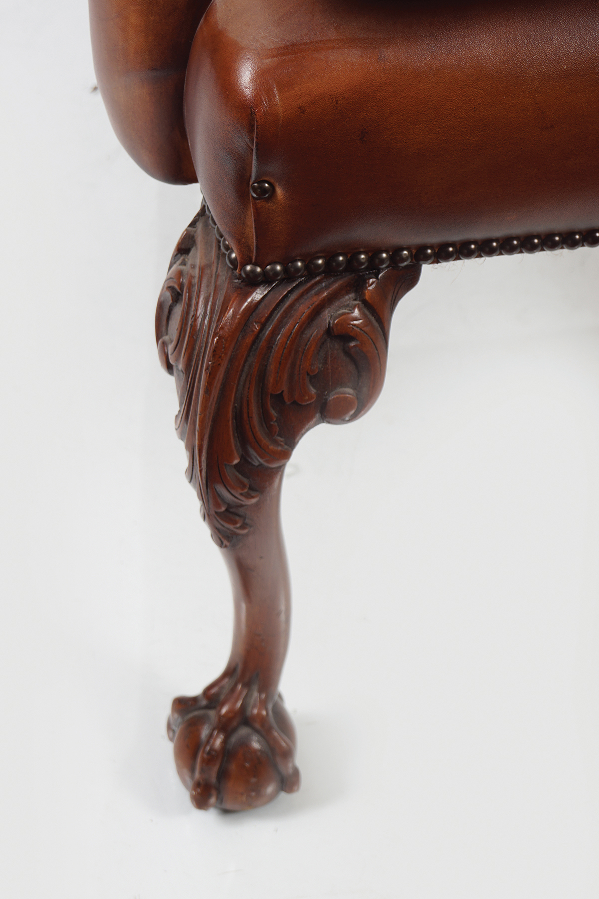 PAIR OF GEORGE III STYLE WING BACK ARMCHAIRS - Image 3 of 3