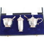 SET OF THREE IRISH SILVER CONDIMENTS