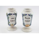 PAIR OF DELFT APOTECARY JARS