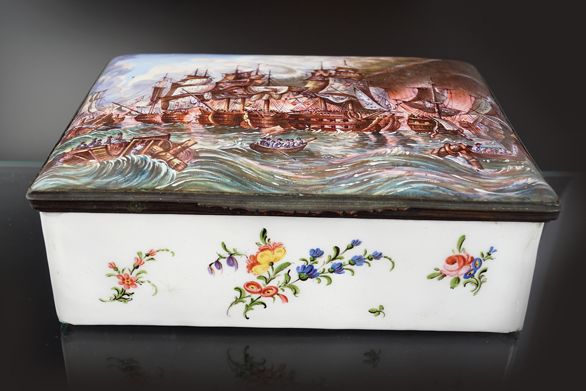 MID 18TH-CENTURY ENAMEL TABLE SNUFF BOX