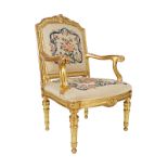 PAIR OF 19TH-CENTURY CARVED GILTWOOD FAUTEUILS