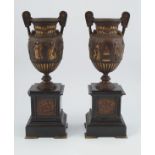 PAIR OF 19TH-CENTURY NEO-CLASSICAL BRONZE URNS