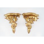 PAIR OF GILT WOOD ROCOCO STYLE WALL BRACKETS