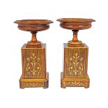 PAIR OF CHARLES X ROSEWOOD AND MARQUETRY TAZZAS