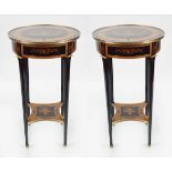 PAIR OF BRASS MOUNTED EBONY OCCASIONAL TABLES
