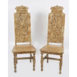 PAIR OF 19TH-CENTURY ARMORIAL HALL CHAIRS