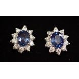 18CT WHITE GOLD SAPPHIRE & DIAMOND EARRINGS