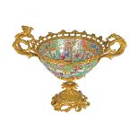 CHINESE ORMOLU MOUNTED CANTONESE BOWL