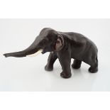 JAPANESE BRONZE AND IVORY ELEPHANT