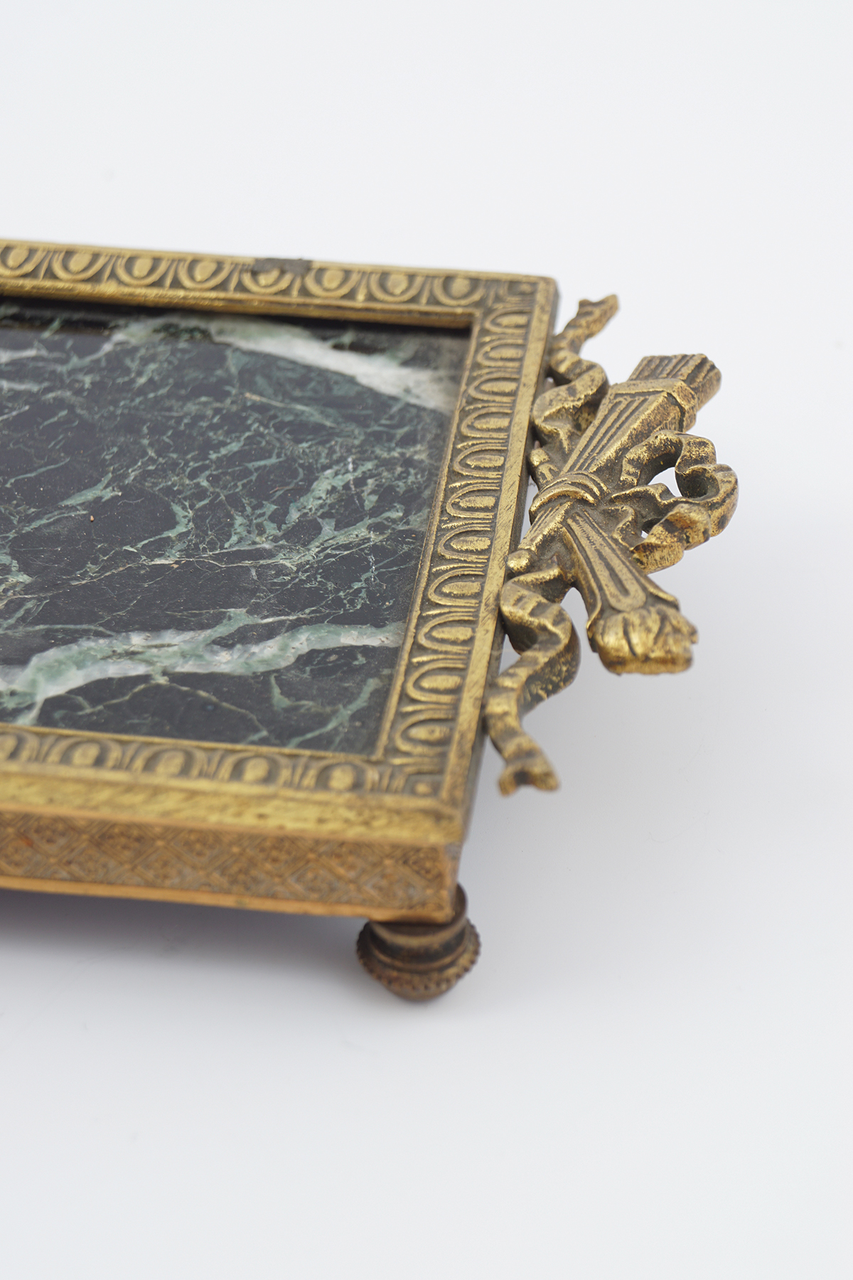 19TH-CENTURY BRONZE AND MARBLE CARD TRAY - Image 2 of 2