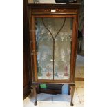 EDWARDIAN MAHOGANY AND BOXWOOD INLAID DISPLAY CABINET