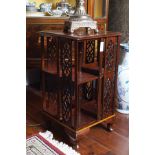 EDWARDIAN MAHOGANY AND SATINWOOD INLAID BOOKSTAND