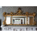 IRISH CARVED GILTWOOD OVER MANTLE MIRROR