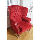 PAIR OF WING BACK ARMCHAIRS