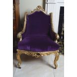 19TH-CENTURY CARVED GILTWOOD ARMCHAIR