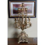 PAIR OF LARGE BRASS CANDELABRAS