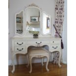 LOUIS XV STYLE PAINTED DRESSING TABLE & STOOL