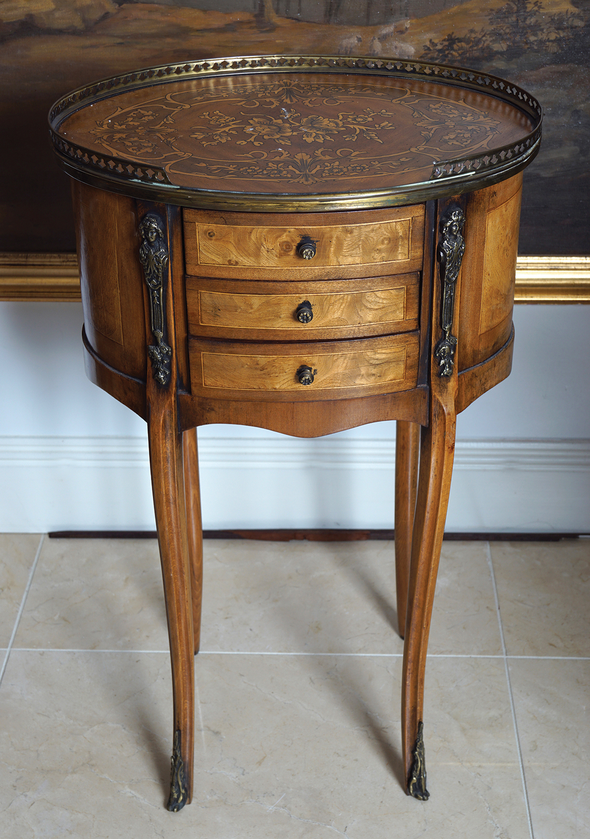 LOUIS XV STYLE WALNUT AND MARQUETRY CHEST