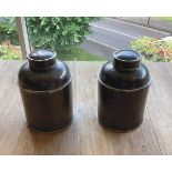 PAIR OF POTTERY TEA CADDIES