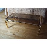 BRASS FAUX BAMBOO COFFEE TABLE