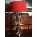 HEAVY BRASS TABLE LAMP AND SHADE